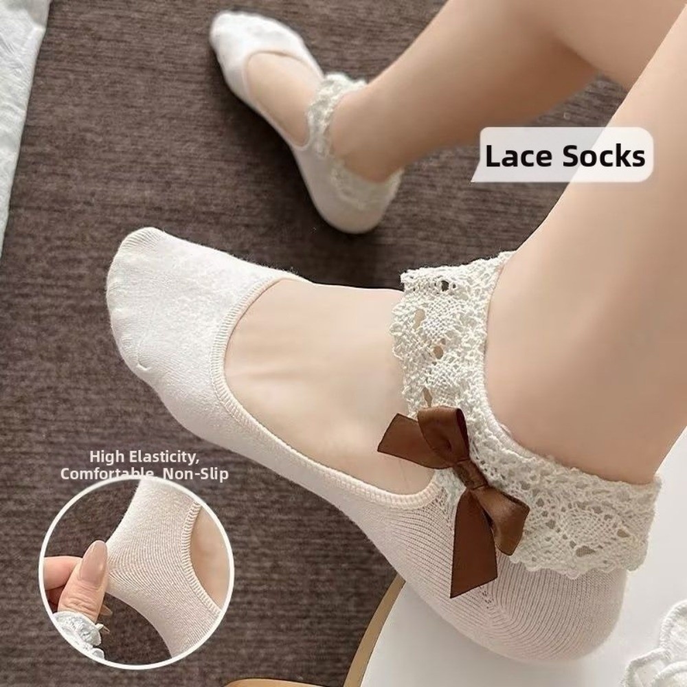 Ankle Sock Low Cut - Balletcore Lace Frill Boat Socks Thin